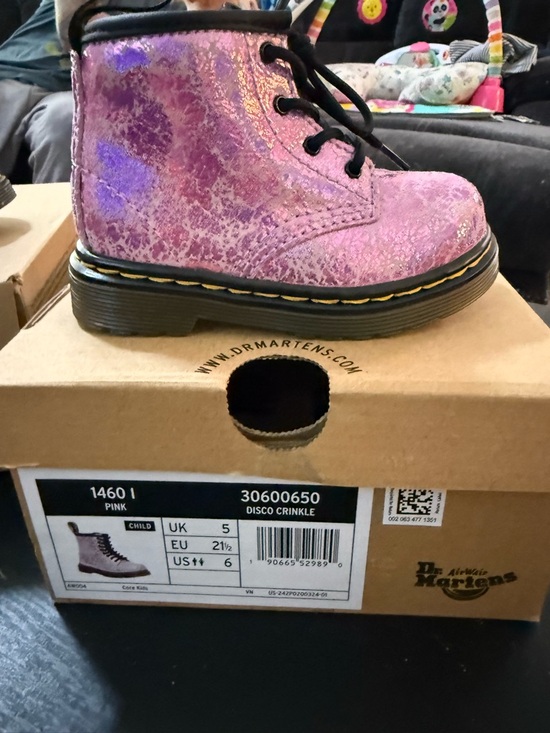 Dr. Martens Other - Dr. Martens Pink Iridescent Kids Lace-Up Boot